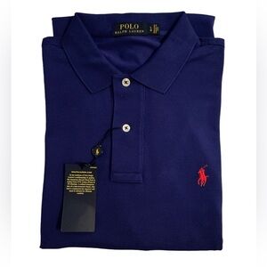 Ralph Lauren polo NWT men’s large. stretch mesh fit. Dark blue w/red horse